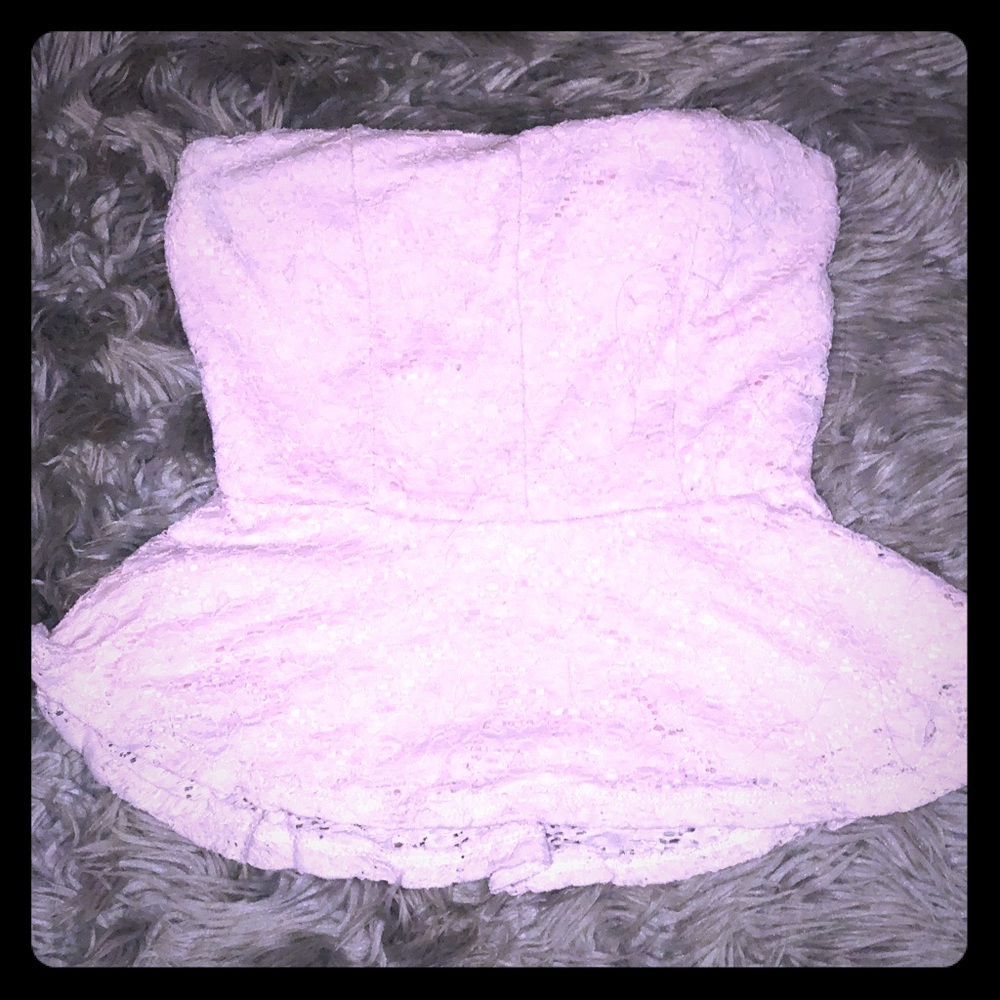 A light pink lace halter top